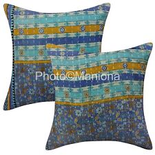 Usado, Conjunto de 2 capas de almofada decorativas indianas de algodão Kantha 40 x 40 cm estampadas comprar usado  Enviando para Brazil