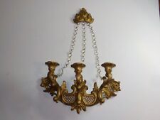 Vtg Dart Syroco 4002 3 candle holder wall sconce With crystal prisms Hollywood for sale  Shipping to South Africa