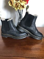 Doc Martens 2976 Nubuck Black Leather Faux Fur Lined Chelsea Boots Uk3/36 VGC  for sale  Shipping to South Africa