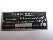 Heinkel typenschild 110 gebraucht kaufen  Deutschland