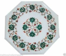 Mesa de centro lateral mármore branco 12" decoração embutida mosaico flor rosa malaquita comprar usado  Enviando para Brazil