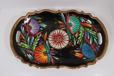 Bandeja de servir ovalada de madera tallada a mano de batea floral mexicana de colección arte popular segunda mano  Embacar hacia Argentina