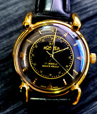 RARE Roamer Shock Proof Mechanical Swiss Watch Restored Serviced GLD-BLK-BLK, used for sale  Shipping to South Africa