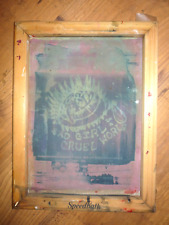 Vintage SILK SCREEN PRINTING FRAME - "SAD GIRL IN A CRUEL WORLD - SPEEDBALL ART, used for sale  Shipping to South Africa
