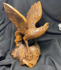 Used, Vintage Wood Hand-Carved Folk Art Wooden Eagle Statue Figurine 13” for sale  Shipping to South Africa