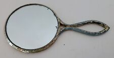 Espelho portátil vintage pequeno espelho de mão com alça vaidade prata ~4 3/4" comprar usado  Enviando para Brazil