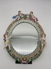 Meissen antigo pintado à mão? Dresdan? Espelho oval de porcelana querubins flores comprar usado  Enviando para Brazil