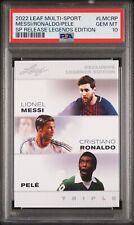 ¡PSA 10 el triple! Tarjeta de hoja de Pelé Lionel Lionel Messi Cristiano Ronaldo 2022 segunda mano  Embacar hacia Argentina