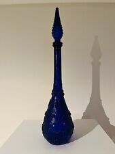 Vintage Empoli Cobalt Blue Glass Genie Bottle ~ Grape Design , used for sale  Shipping to South Africa