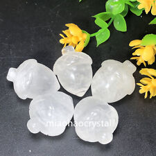 5pc Natural white quartz carved crystal Pine cones skull reiki Healing gift. for sale  Shipping to South Africa