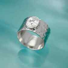 White Topaz Gemstone 925 Sterling Silver Band& Statement Handmade Ring All Size, used for sale  Shipping to South Africa