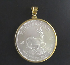 Coin Pendant 2023 1 oz. South African Silver Krugerrand 14K Gold Filled Bezel for sale  Shipping to South Africa