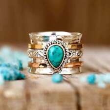 Used, Turquoise Ring 925 Sterling Silver Spinner Ring Meditation Handmade Ring HM963 for sale  Shipping to South Africa