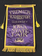 Banner vintage 1958 Iowa State Fair Premier expositor cetim seda Guernsey comprar usado  Enviando para Brazil