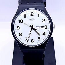 Swatch Twice Again Watch Men 41mm Black White Day Date New Battery for sale  Shipping to South Africa