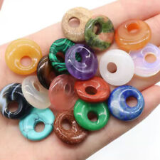 18 mm Cristal Natural Cuarzo Piedra Gogo Agujero Donut Colgantes Cuentas Chakra Joyería segunda mano  Embacar hacia Mexico