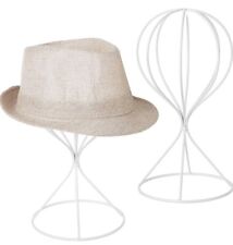 Set of 2 White Metal Wire Hat Holder Rack, Tabletop Wig/Fedora/Cap Display Stand for sale  Shipping to South Africa