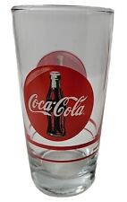 Usado, Logotipo grande vintage de Coca Cola 12 oz Copa de vidrio roja y blanca con líneas rojas  segunda mano  Embacar hacia Argentina
