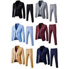 Mens 3-Pieces Suit One Button Slim Fit Solid Tuxedo Blazer Jacket Pants Vest Set for sale  Lenexa