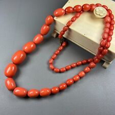Art Deco Coral Red Beads Antique Vintage Original WIRE STRUNG Graduated Beads for sale  Shipping to South Africa
