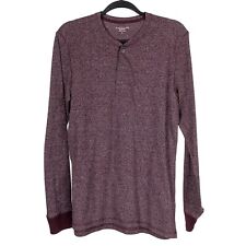 Structure Slim Fit Henley Shirt M Men Burgundy Red Long Sleeve Knit Cotton Blend for sale  Shipping to South Africa