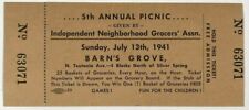 1941 Barn's Grove Annual Picnic Ticket N. Teutonia Ave Milwaukee Wisconsin WI, occasion d'occasion  Expédié en Belgium