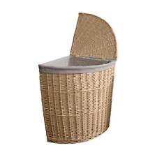 Large Willow Wicker Corner Laundry Basket with Lid in Natural for sale  Shipping to South Africa