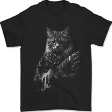 Camiseta para hombre Rock Cat with an Electric Guitarra 100 % algodón segunda mano  Embacar hacia Argentina