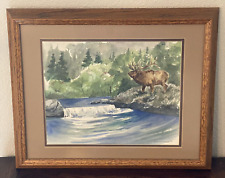 Vtg elk watercolor for sale  Kuna