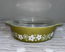 PYREX 471 Crazy Daisy Spring Blossom White on Green 500 ml Casserole w/ Lid for sale  Shipping to South Africa