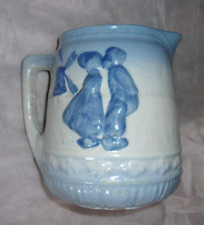 Jarro antigo de grés azul e branco com moinho de vento beijando casal holandês comprar usado  Enviando para Brazil