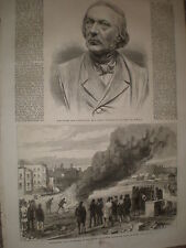 Experiments with Fire Extinners Tamigi embankment Londra 1868 stampa rif Z1 usato  Spedire a Italy