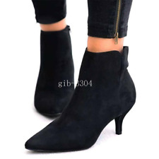 Womens Ankle Boots Low Mid Kitten Heel Work OL Pointed Toe Booties Shoes Size UK for sale  Shipping to South Africa