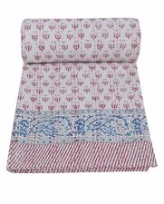 Indian Hand Block Print Kantha Quilt Bedspread Bedding Throw Cotton Blanket Twin, used for sale  Shipping to South Africa