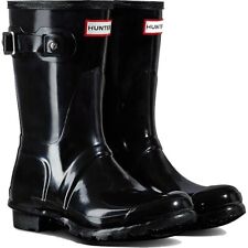 Used, Hunter Women's Original Short Gloss Buckle Strap Rain Boots in Black - Size US 5 for sale  Shipping to South Africa