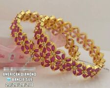 Used, Indian Bollywood Style Gold Plated CZ Bangles Ruby Bridal Bracelet Jewelry Set for sale  Shipping to South Africa