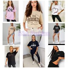 Womens T Shirt Ladies Oversized Baggy Fit Short Sleeve Slogan T-shirt Tee Tops for sale  Shipping to South Africa