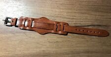 16mm handmade brown leather WW1 WW2 army military pilot trench watch bund strap for sale  Shipping to South Africa