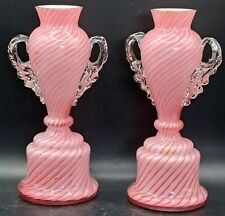 Usado, Vasos vitorianos Bohemian Franz Welz troféu de vidro redemoinho rosa 7"   comprar usado  Enviando para Brazil