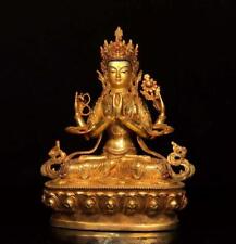 Estátua chinesa antiga dourada de cobre Buda 33 cm comprar usado  Enviando para Brazil