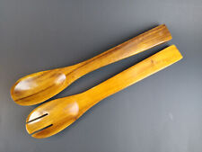 Tenedor y cuchara de madera para servir ensaladas utensilios Filipinas madera vintage  segunda mano  Embacar hacia Mexico
