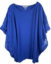 Peter Nygard Women Tunic Top Kimono Sleeve Blue Blouse Size 2X for sale  Shipping to South Africa