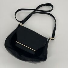 Vince Camuto Eda Black Leather Suede Foldover Crossbody Handbag  for sale  Shipping to South Africa
