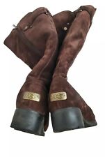Rare Uggs Boots Women's 9.5M Chocolate Suede Lug Tall Fully Lined Full Zip Warm for sale  Shipping to South Africa