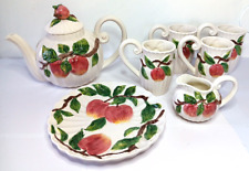 Omnibus OCI Vintage Red Apple Tea Serving Set Pot Plate Cups Pitcher Japan, used for sale  Shipping to South Africa