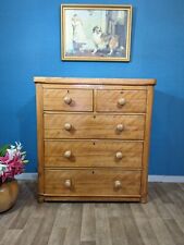 Used, Vintage Old Pine Chest of Drawers Antique Bun Handles Victorian Two Over Three for sale  Shipping to South Africa
