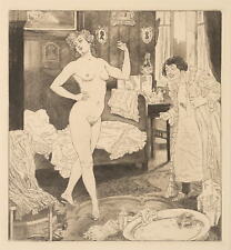 E. SARTORI (1864-1930), Desnudo femenino en el dormitorio, 1907, Aquatinta, usado segunda mano  Embacar hacia Argentina