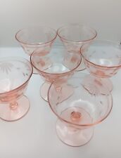 6 vasos de champán Sherbet óptica cristal franciscano rosa vintage de 4,5" segunda mano  Embacar hacia Argentina