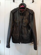 Superdry black leather for sale  BEDFORD