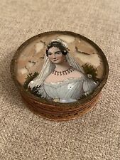 Usado, Raro antigo 1830-1840 retrato de vidro reverso miniatura noiva em caixa de doces comprar usado  Enviando para Brazil